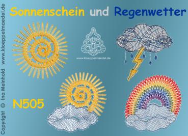 Preview: 505 Klöppelbrief 4 Motive "Sonnenschein und Regenwetter"